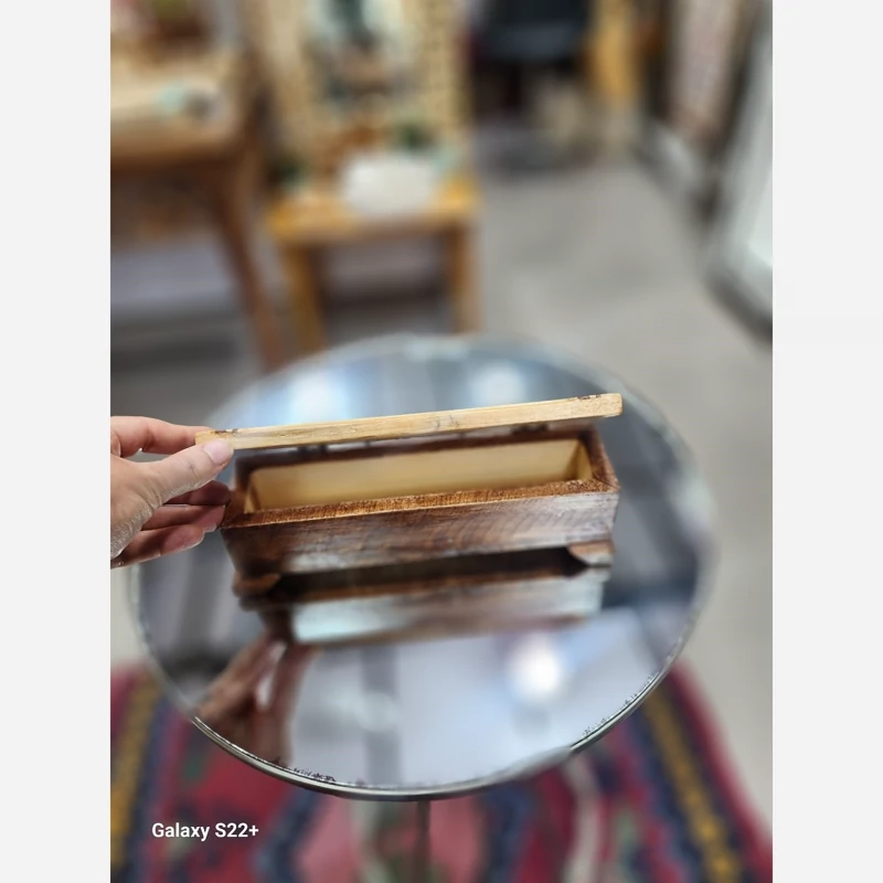 جاقلمی و جا انگشتری چوبی دستساز معرق کاری کرشمه گالری گالری صنایع دستی کرشمه