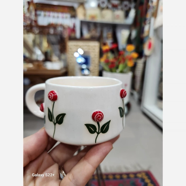 سرویس چایخوری زیبای سرامیکی دونفره طرح گل آبنباتی گالری صنایع دستی کرشمه