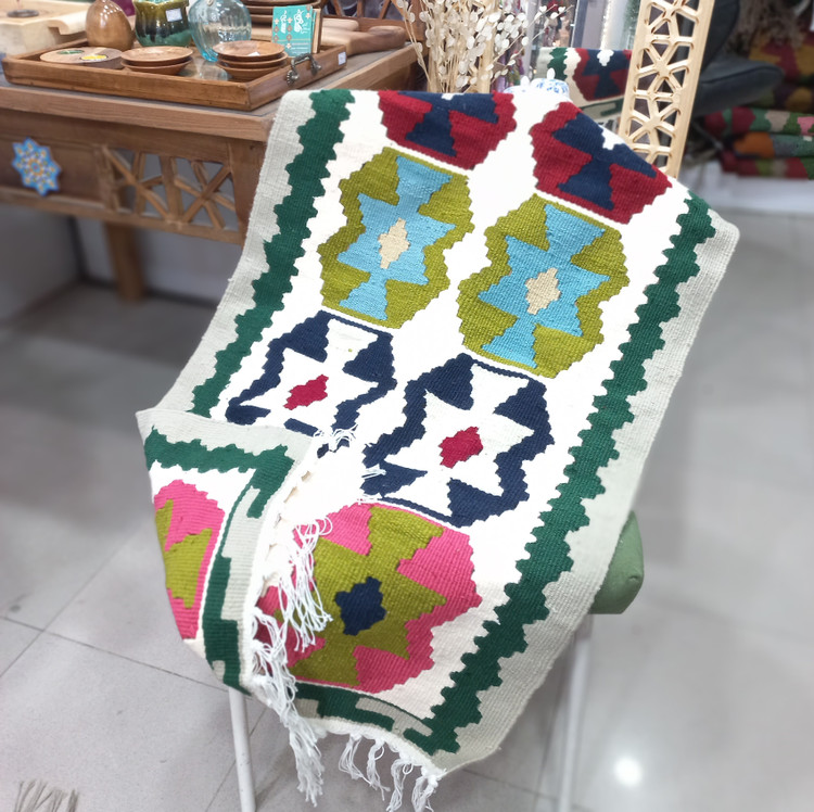 گلیم دستبافت دورو|پشم طبیعی |مناسب پادری (۱ متر×۶۰ سانت)