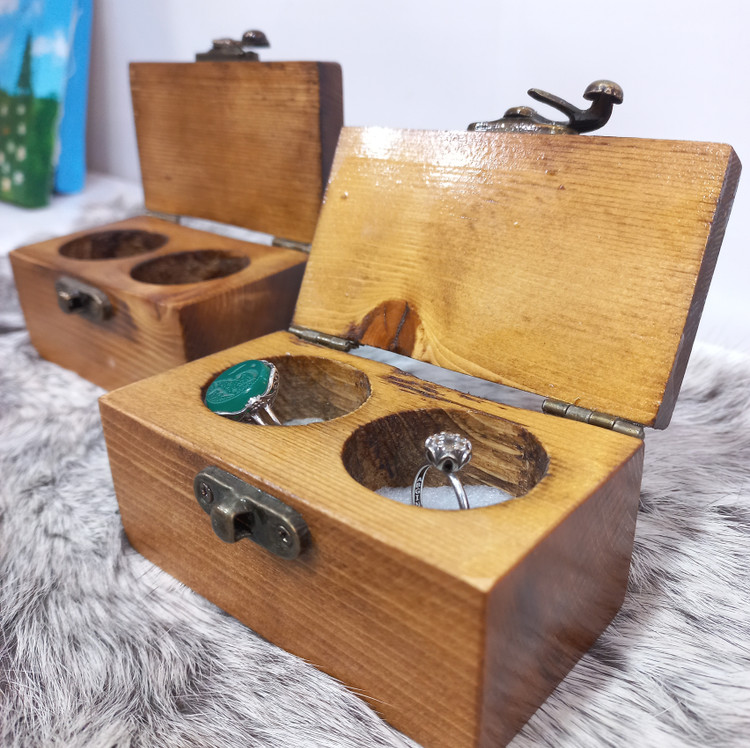 جعبه چوبی ست جا انگشتری دوتایی💍💍😍