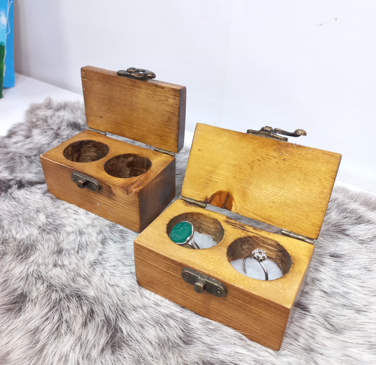 جعبه چوبی ست جا انگشتری دوتایی💍💍😍