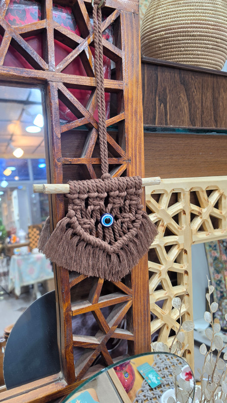 آویز مکرومه چشم و نظر رنگ شکلاتی😍🧿