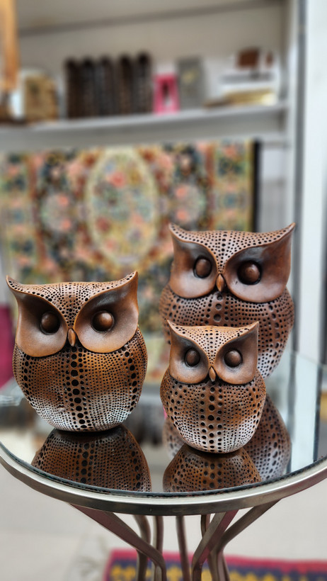ست سه تایی دکوری جغد پلی استر قهوه ای🦉