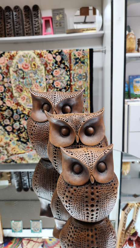 ست سه تایی دکوری جغد پلی استر قهوه ای🦉