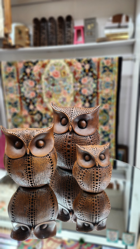 ست سه تایی دکوری جغد پلی استر قهوه ای🦉