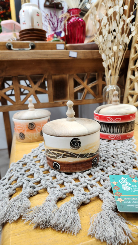 قندان سرامیکی درب چوب گردو سه طرح