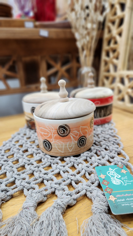 قندان سرامیکی درب چوب گردو سه طرح