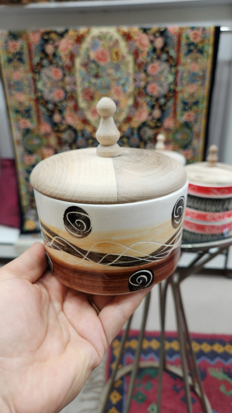 قندان سرامیکی درب چوب گردو سه طرح