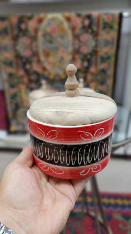 قندان سرامیکی درب چوب گردو سه طرح
