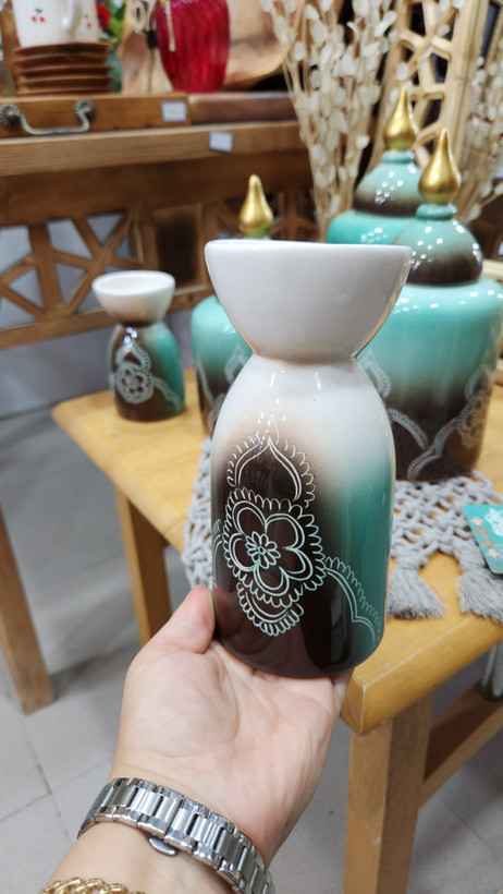 ست کامل جینجرجار سرامیکی همراه با جاشمعی ۱۸ و ۱۵ سانت
